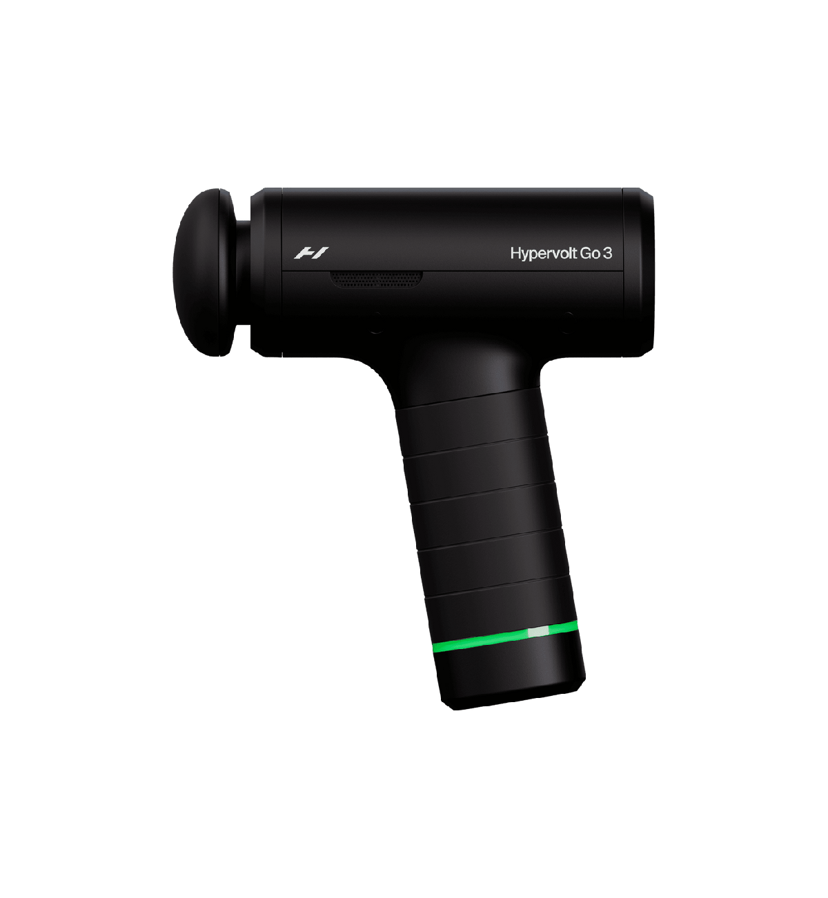 Dispositivo compatto a percussione, vista laterale su sfondo neutro